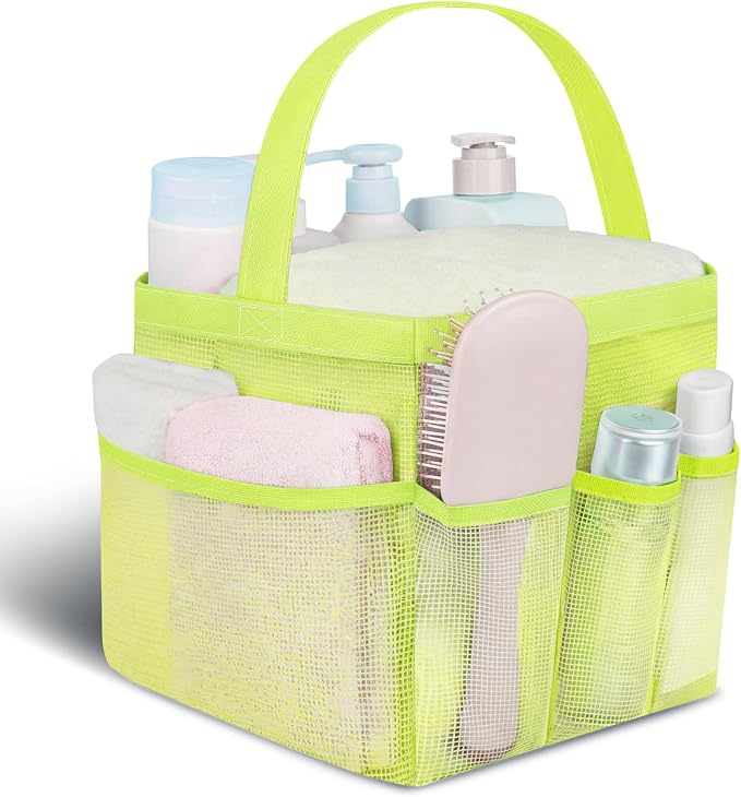 Attmu Mesh Shower Caddy Portable for College Dorm Room Camping Essentials, Shower Caddy Dorm with 9-Pockets, Large Capacity Hanging Basket Bathroom Bag for Toiletry, Swimming, Gym, Camp, Beach by Attmu