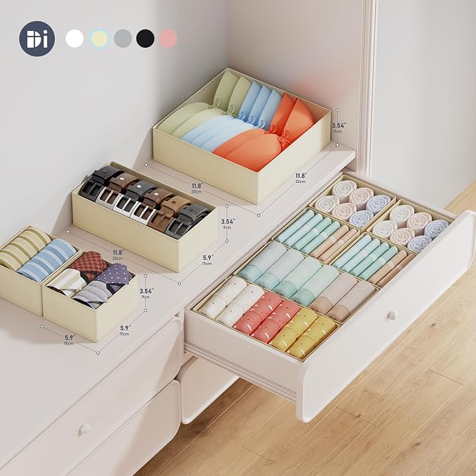 DIMJ Drawer Organizer Clothes Storage- 18 Pack Baby Dresser Organizer for Nursery, Foldable Closet Drawer Organizer Bins for Bedroom Organization, Fabric Storage Dividers for Socks, Underwears, Bras - Image 2