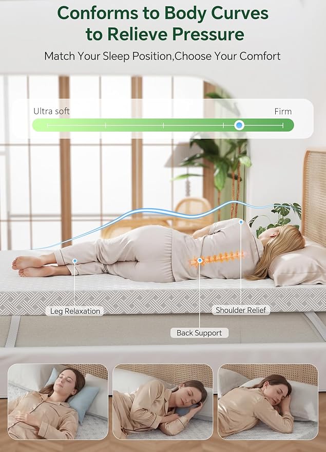 College Dorm Room Essentials Twin XL Mattress Topper,Gel Memory Foam Mattress Topper 3 inch Twin XL Size Bed Topper,High Density Mattress Pad,Bamboo Rayon Cover Removable,Non-Slip Zipper