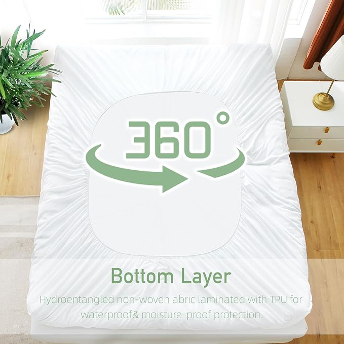 Extra Thick Mattress Topper California King Size, Waterproof Soft Viscose Derived from Bamboo, Pillow Top Mattress Pad, Mattress Cover 1000GSM Filling with Deep Pocket for Back Pain Relief