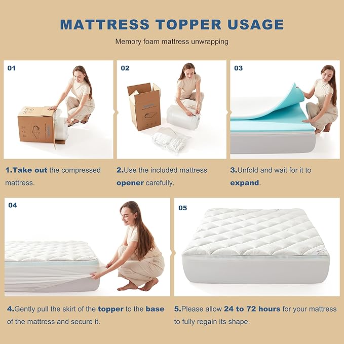 Bedlore 4-Inch Full Mattress Topper for Back Pain - Dual Layer Medium Support (2" Gel Memory Foam + 2" Cooling Fluffy Pillow Top Pad), Breathable & Pressure Relief (Gray)