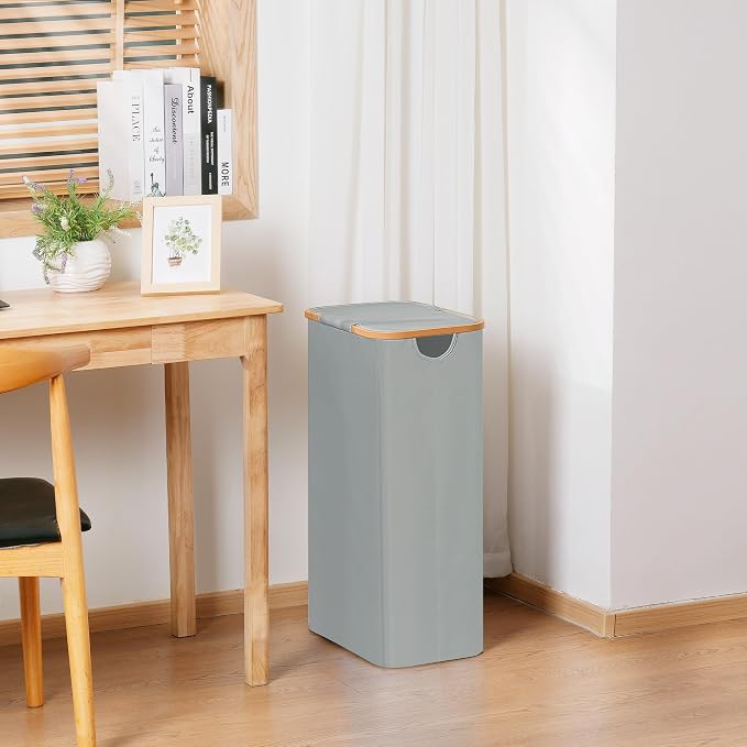 Vincona Slim Laundry Basket with Lid, Narrow Dirty Clothes Hampers for Laundry with Handle, Skinny Laundry Bin for Laundry Room, Dorm, Bedroom and Bathroom, 19.8 Gallon (75L) Silver Grey - Image 7