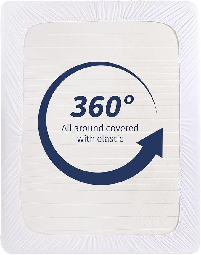 HOMBYS Air Mattress Pad Queen Size, Soft Quilted Air Mattress Cover, Breathable & Noiseless Mattress Topper with Deep Pocket, Stretches up to Fits 15-23 Inch,Cover ONLY