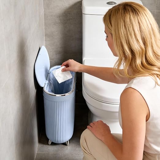 Supteron Bathroom Trash Can with Lid 3.1 Gallon Narrow Trash Can Small Plastic Trash Bin 12 Liter Rectangular Plastic Garbage Can with Press Type Lid for Bedroom Bathroom - Image 8
