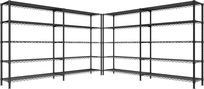 REIBII 70" W Storage Shelves Heavy Duty Load 1600LBS, Metal Shelving 5-Tier Wire Shelving Unit Metal Shelves for Storage Adjustable Shelving Rack for Pantry Kitchen 70" W*15.8" D*72.4" H, 2 Pack by REIBII