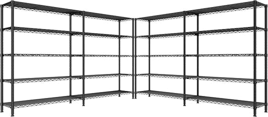REIBII 70" W Storage Shelves Heavy Duty Load 1600LBS, Metal Shelving 5-Tier Wire Shelving Unit Metal Shelves for Storage Adjustable Shelving Rack for Pantry Kitchen 70" W*15.8" D*72.4" H, 2 Pack by REIBII