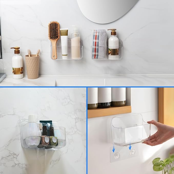 Diesisa 2pc Acrylic Wall Mount Organizer, Small Adhesive Clear Cabinet Door Organizer,Acrylic Shelves for Wall,No Drilling Hang Walls,with Self Adhesive Tape, for Bathroom, Kitchen, Living Room - Image 5