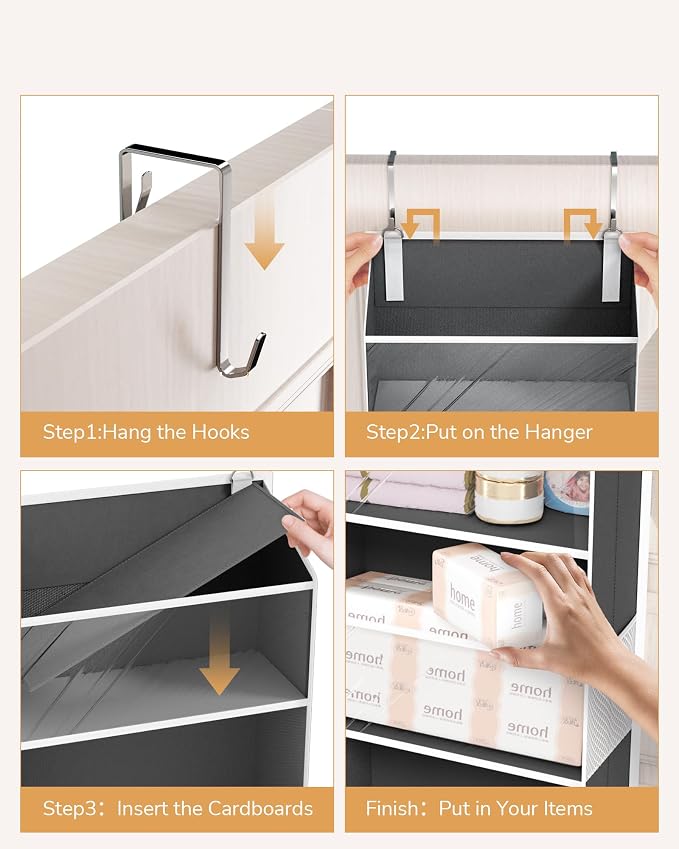 ULG 1-Pack Over Door Organizer with 5 Large Pockets 10 Mesh Side Pockets, 44 lbs Weight Capacity Hanging Storage Organizer with Clear Window for Bedroom Bathroom, RV, Clear Dark Grey - Image 7