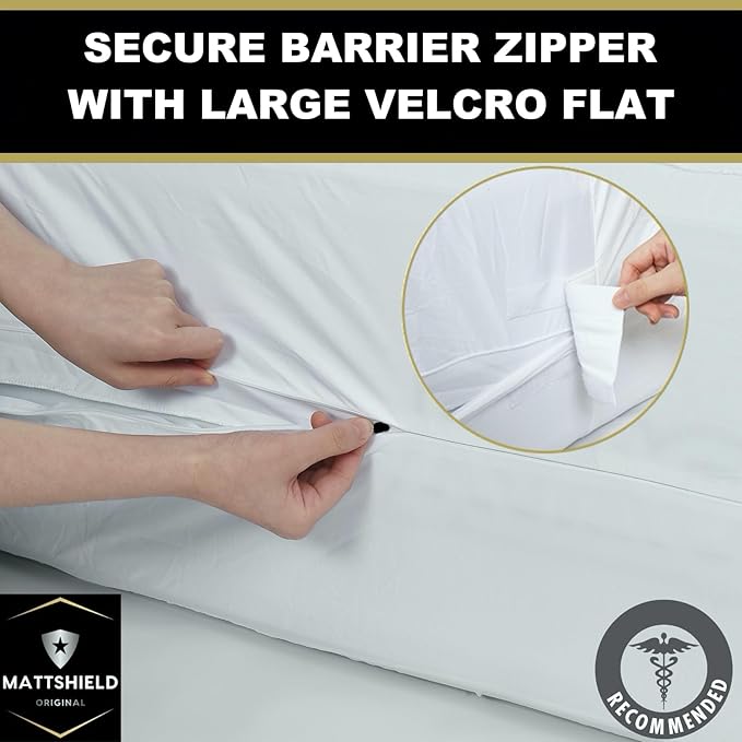 MATTSHIELD Ultimate Sensitive Skin 3-Piece Kit – Twin XL Size Bed Bug Mattress Protector + 2 Zippered Pillow Covers – Organic Cotton Terry Top – Waterproof 6-Sided Encasement, Soft & Breathable