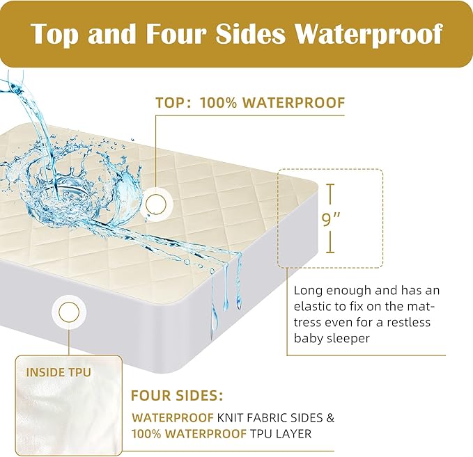 Lofe Organic Cotton Crib Mattress Protector + Organic Buckwheat Pillow