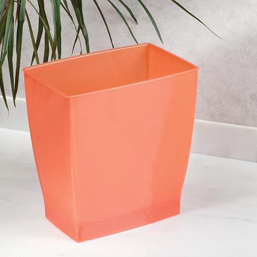 iDesign Small Plastic Bathroom Trash Can, Slim Rectangle Garbage Bin for Bedroom, Office, Dorm, 4-Pack, Orange - Image 7