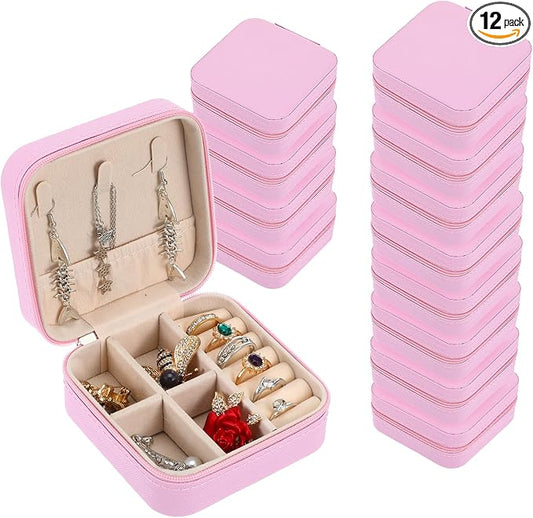 12pcs Mini Travel Jewelry Case,Pink Bridesmaids Proposal Small Jewelry Box Mini Jewelry Organizer,Small PU Leather Portable Storage Box for Rings,Earrings,Necklaces,Pendants,Bracelets by Unknown