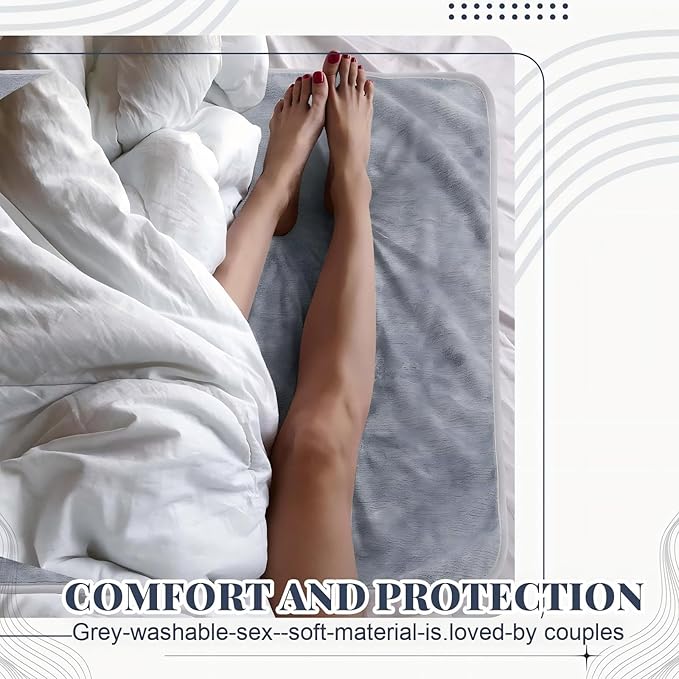 1 Pcs Couples Waterproof Mat Lover Reusable Stainproof Blanket Quiet Easy Use Mattress Protector for Adult Multi Functional Bed Sheet Couple Messy Play Pleasure Comfort (54 x 34 in,Grey)