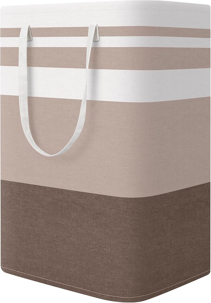 StorageRight Large Collapsible Laundry Basket Hamper with Easy Carry Handles，Freestanding Clothes Hampers for Laundry, Bedroom, Dorm, Towels, Toys, 75L, Khaki by StorageRight