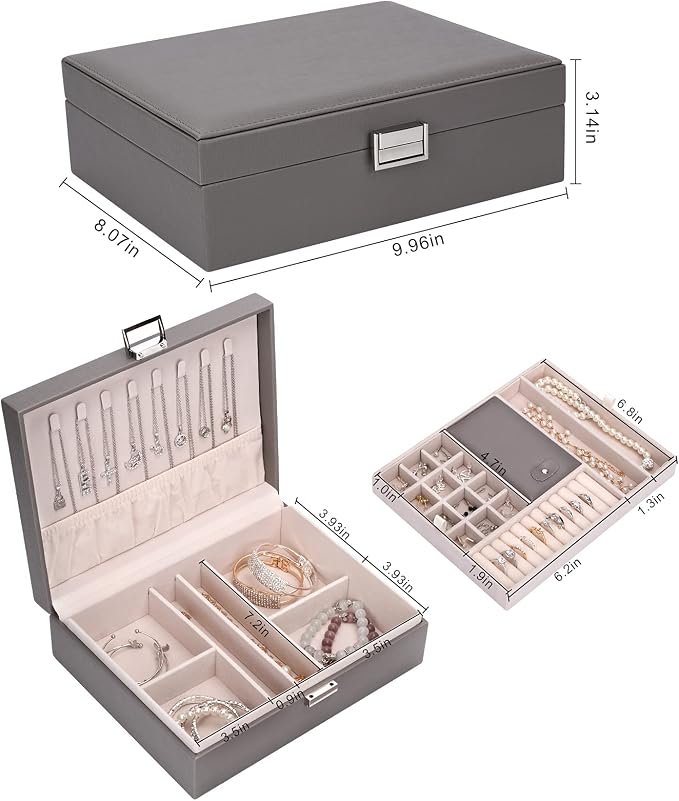 Storage and Organizer Jewelry box Jewelry Storage Box Travel Jewelry Organizer Cases craft containers for organizing/GRAY - Image 2