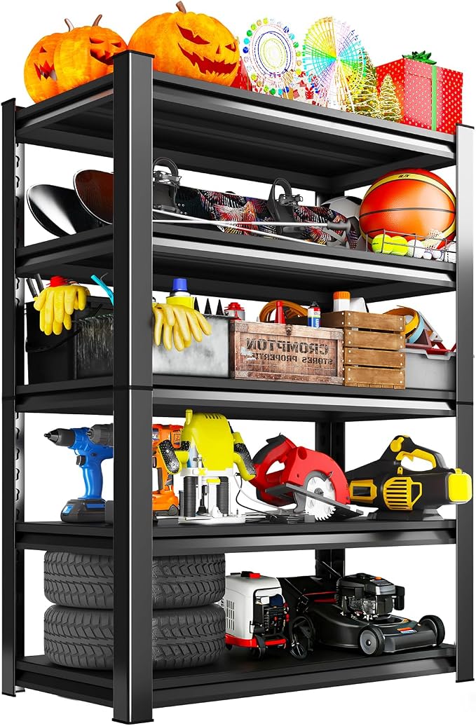 Garage Storage Shelves 5-Tier,Garage Storage System Shelves Adjustable,Storage Shelving for Basement,Pantry,Kitchen,Warehouse (1, 72" H x 35.55" W x 16" D) by LBVSKKSteelProducts