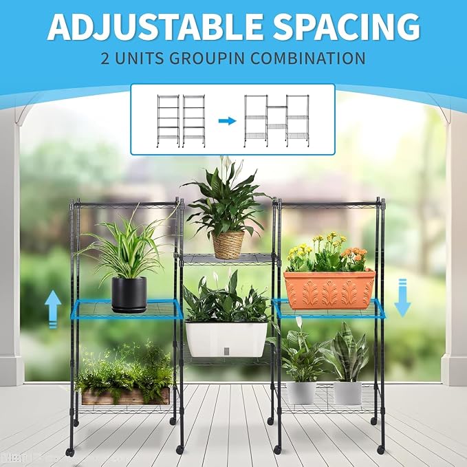 Simple Deluxe 5-Tier Storage Shelves, 29.92" W x 13.78" D x 65 "H Adjustable Heavy Duty Wire Shelving, 1250 Lbs Loading Capacity, Black - Image 6