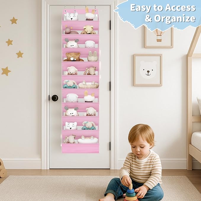 AOODA 10 Tier Clear Over the Door Shoe Organizer Storage, Deep Pockets Large Hanging Shoe Rack for Closet Door, Fit 20 Pairs Shoe Holder Hanger for Sneakers, Boots (Pink) - Image 5