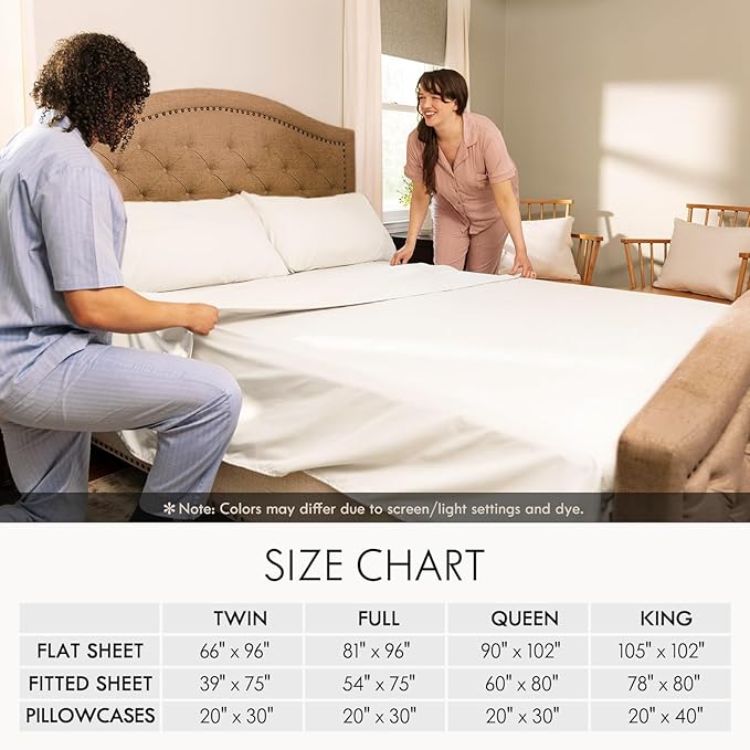 ClevaHome Full Size Sheet Set - 6 Piece Soft Breathable Luxury Bed Sheet Set - Shrinkage & Fade Resistant Embroidered Bedding Sheet with Deep Pocket, 2 Extra Pillowcases (Full, Crystal White)