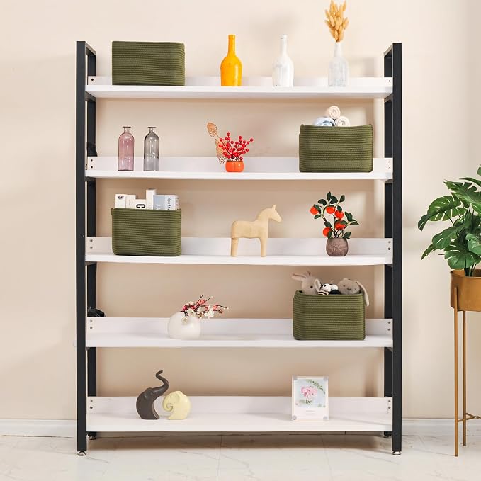 ICERZCZ Storage Basket for Shelves, Small Baskets for Organizing, Woven Cotton Rope Baskets for Storage, Book Basket, Decorative Shelf Basket, 12.5"Lx9.1''Wx7.9''H (4 Packs) Green - Image 2