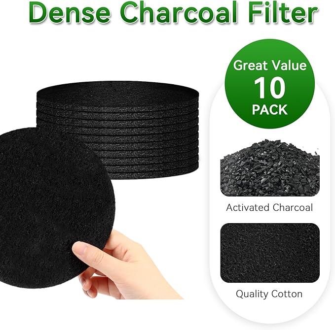 10 Pack Charcoal Filters for Compost Bucket, Compost Filters for Countertop Bin, Odor-Absorbing Activated Charcoal Replacement for Kitchen, Home Bucket Compost Bin Refill, 6.7 Inch - Image 4