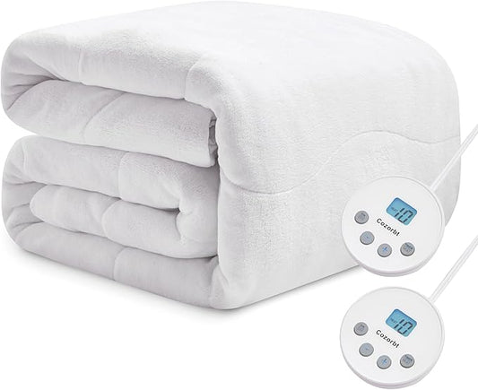 Heated Quilted Wave Mattress Pad,Queen Size Dual Control,Soft Bed Warmer,10 Heat Settings,1-12 Hours Auto-Off,Fast Heating,ETL Certified,Machine Washable,Fit Up to 18" Deep Pocket,60"x80"