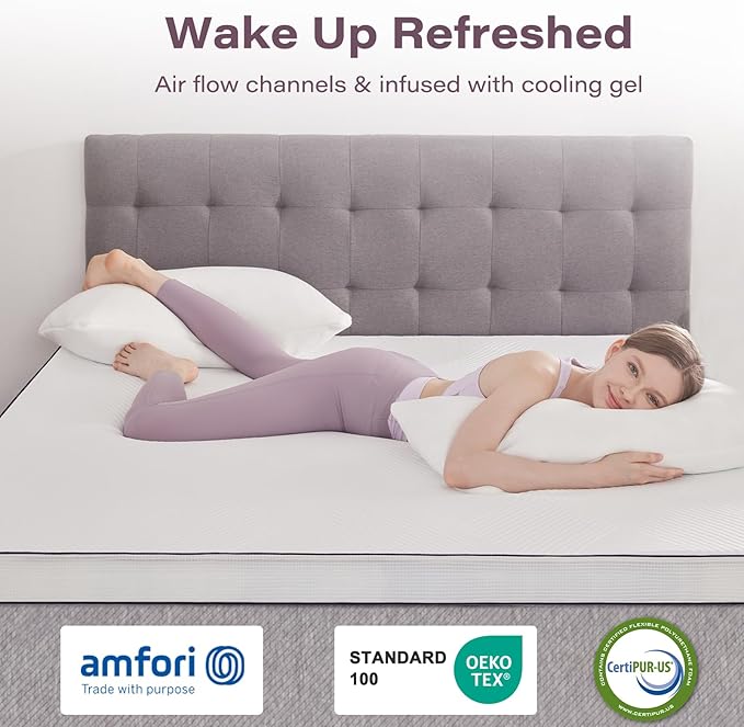 2 Inch Memory Foam Mattress Topper Queen Size with Removable Soft Cover Ventilated Breathable Cooling Mattress Pad Bed Topper for Back Pain and Pressure Relief, CertiPUR-US Certified