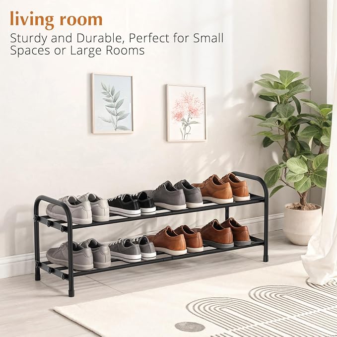 INSMART 2-Tier Expandable Shoe Rack:Stackable and Adjustable Shoes Organizer Storage Shelf, Sturdy and Durable Metal Structure Free Standing Shoe Rack for Closet Entryway Doorway - Image 6