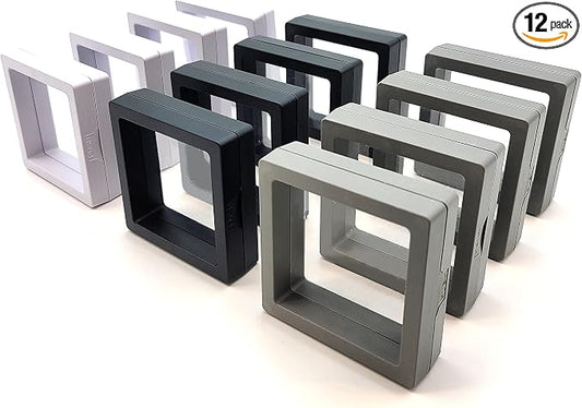 12PCS 3D Floating Frame Display Stand, Jewelry Box, Gift Box, Ornament Organizer, Small Travel Jewelry Box, PE Film Anti-Oxidation, Suspended Display Box Stackable (2.75*2.75???Type 1) by Unknown