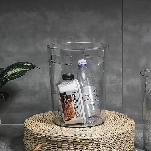 Anyoifax Small Trash Can Plastic Wastebasket 1.5 Gallon Round Garbage Container Bin with Handles for Bathroom, Bedroom, Kitchen, College Dorm, Office, Craft Room - Clear, 2 Pack - Image 5