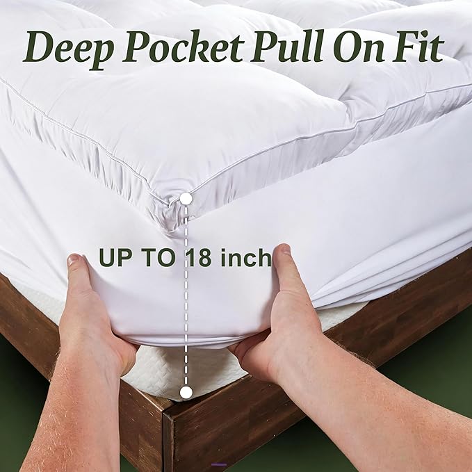 Full Size Mattress Pad & Protector, Up to 18" Deep Extra Padded Quilted Pillow Top Mattress Cover, Cotton Top, Plush Fitted Mattress Topper with Deep Pockets
