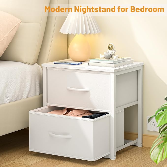 DAOUTIME 2-Pack Stackable Storage Drawers (4 Drawers Total), White Closet Organizer with Wooden Top & Metal Frame, Freestanding or Stackable Dresser for Bedroom, Living Room, Under Bed - Image 7