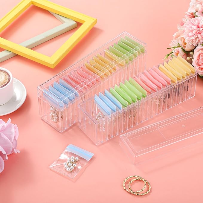 Kenning 42 Pcs Acrylic Jewelry Case Organizer, Clear Jewelry Organizers Holder with Portable Anti Tarnish Storage Bags for Rings, Earrings, Necklaces, Ideal Gifts for Women (Four Color Mixture) - Image 5