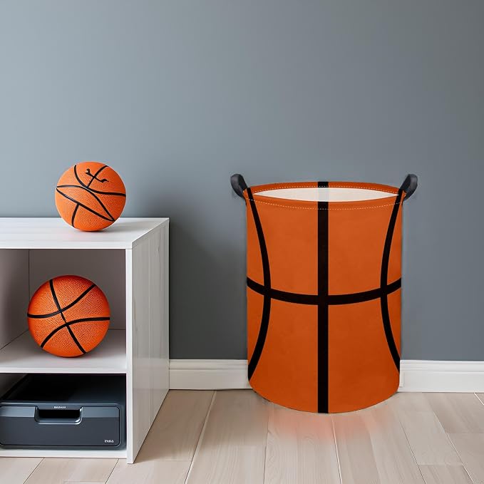 HIYAGON Basketball Kids Laundry hamper Baby Hamper for Nursery Boy and Girl Kids Cute Kids Toys Storage Bin Organizer Basketball Room Decor for Home(Basketball Pattern) - Image 3