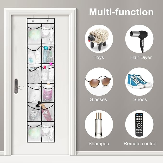 GOMAJI 12 Large Pockets Over Door Hanging Shoe Organizer, White - Image 6
