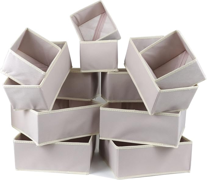 Fordonral 12 Pack Drawer Organizer Clothes, Foldable Fabric Dresser Organizer Closet Organizers and Storage Box for Underwear,Folded Clothes,Baby Clothing,Socks,Bra,Towels,Ties(12 Pack,Pink) - Image 2