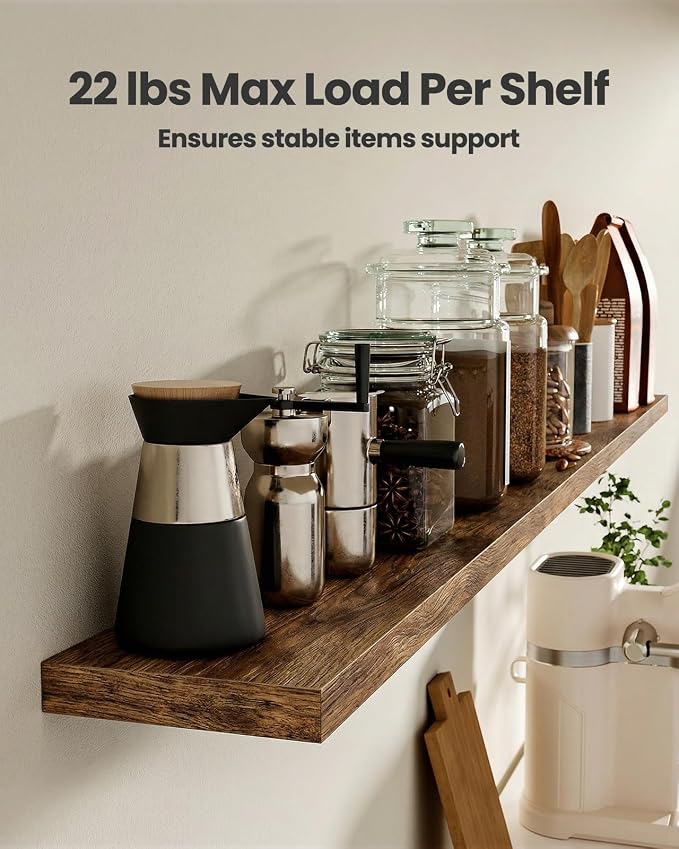 AMADA HOMEFURNISHING 35.4" L Floating Shelves, Wall Shelves Set of 3 for Bathroom/Living Room/Bedroom/Kitchen, Floating Shelves for Wall Decor with Invisible Brackets - AMFS45V - Image 5