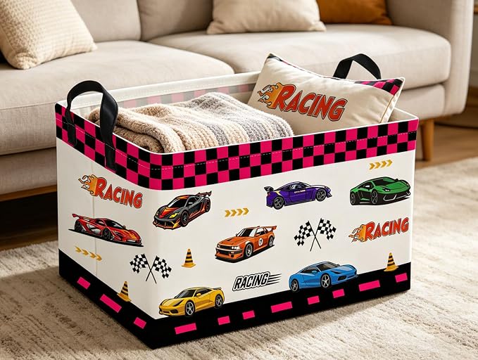 Rectangle Kids Baskets Car Basket Cute Storage Bin Organizer Boys Box for Room Decor Gift Basket(Car) - Image 5