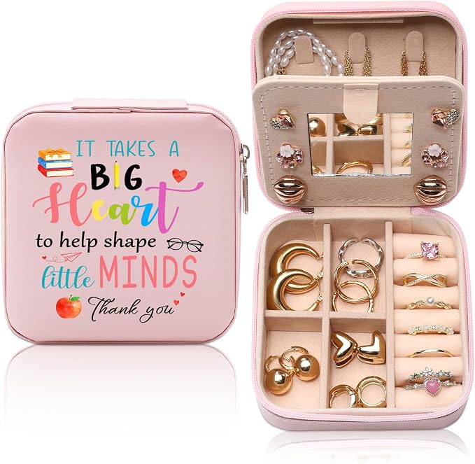 GAOLZIUY Teacher Appreciation Gifts for Women, Teacher Jewelry Box, Birthday Retirement Graduation Thank You Gifts for Teachers, It Takes a Big Heart to Shape Little Minds Jewelry Case by GAOLZIUY