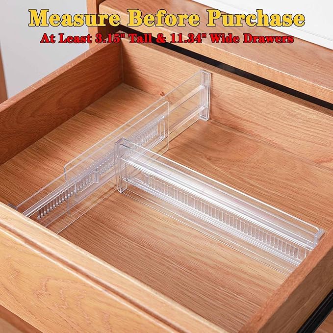 12 Pack Drawer Dividers for Clothes, 3.15" High 11.34"-19.69" Adjustable Expandable Dresser Drawer Organizer, Clear Plastic Separators for Dresser, Baby Clothing, Underwear - Image 7