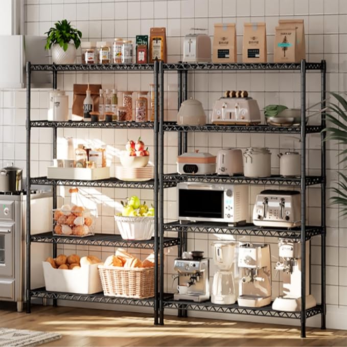 REIBII 72''H Metal shelving 5 Tire Storage Shelves for Garage Shelving Adjustable Wire Shelving Rack Heavy Duty Shelving Unit for Kitchen, Pantry, Laundry Room, Garage, Commercial, 72''H X36''W X14''D - Image 9