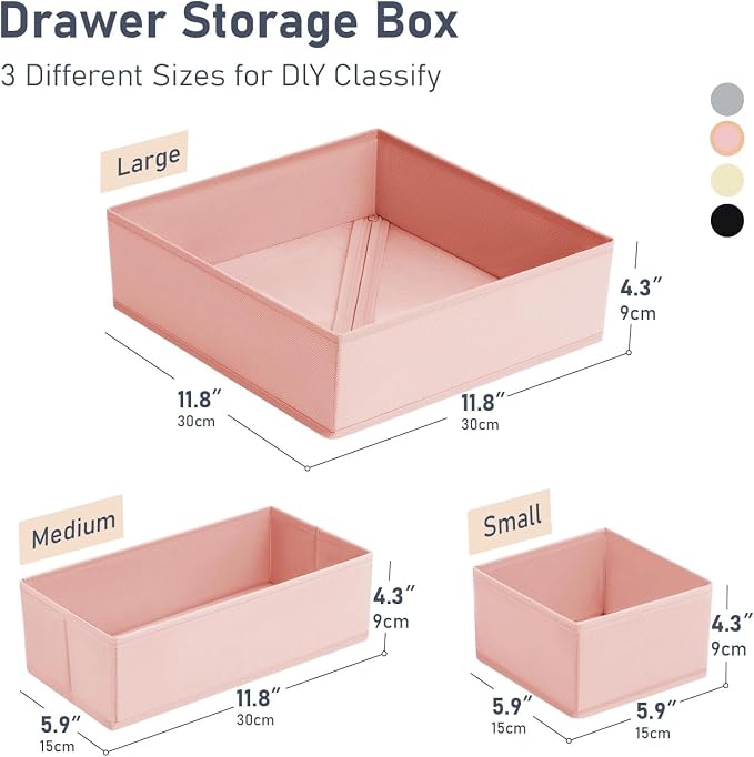 DIMJ Drawer Organizer Clothes 15 Pack - Foldable Dresser Organizer for Nursery, Bedroom, Closet - Pink Dividers for Baby Clothes, Underwear, Clothing, Sock, Belt, Tie - Image 3