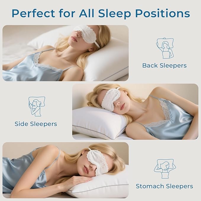 Sasttie Standard Pillows Set of 2, Full Size Bed Pillows for Side, Back, and Stomach Sleepers - Oeko-Tex Certified Supportive Down Alternative Plump Filling - Hotel Quality and Machine Washable