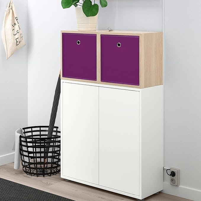 Foldable Storage Cubes Bins ,11 Inch Cloth Storage Cube Fabric Storage Box Cubes Organizer Baskets with Handles for Home Organizer Set of 6 (Purple) - Image 4