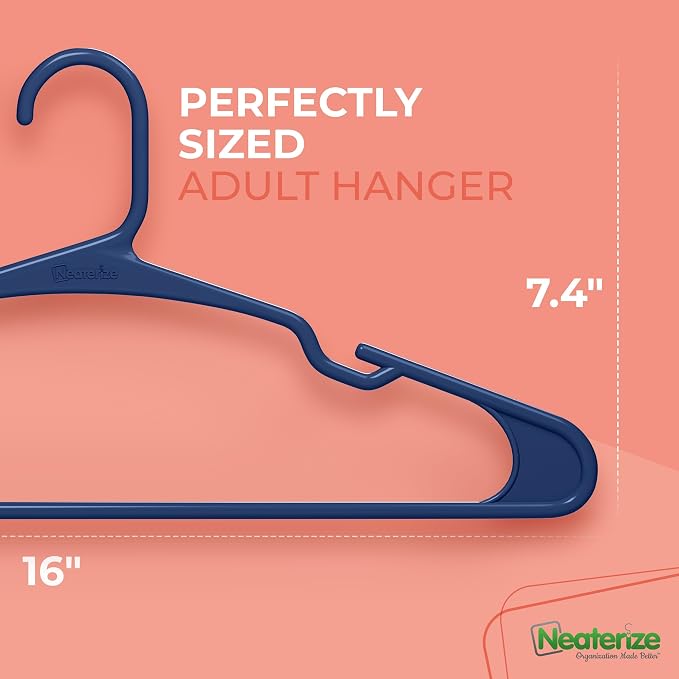 NEATERIZE Clothes Hangers Plastic 20 Pack for Adults - Plastic Hangers, The Perfect Coat Hanger and Space Saving Clothes Hangers for Closet, Percheros Ganchos para Colgar Ropa Hangars - Grey Hangers - Image 3