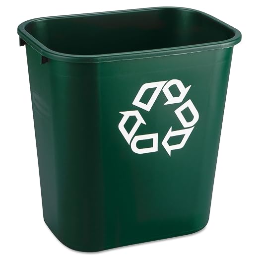 Rubbermaid Commercial RCP 2956-06 GRE Deskside Paper Recycling Container, Rectangular, Plastic, 7 gal, Green by RubbermaidCommercialProducts
