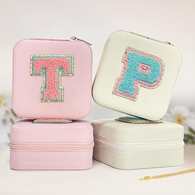 SANDJEST Personalized Jewelry Box, White Travel Jewelry Box with Initial P, Small Monogrammed Jewelry Case Organizer for Girls Women Teen Kids, Mini Travel Essentials Gifts for Birthday Christmas - Image 6