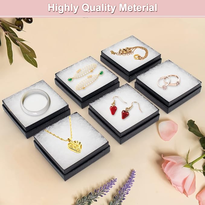 Cardboard Jewelry Black Gift Boxes 20 Pack3.5×3.5×1 inches, its apply to displaying necklaces, rings, bracelets, earrings - Image 5
