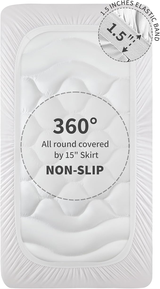 Sonive Twin Mattress Protector, Mattress Topper with 8-21" Deep Pocket, Mattress Pad with 3-Zone Support, Mattress Cover Microfiber Fitted Mattress Machine Washable White