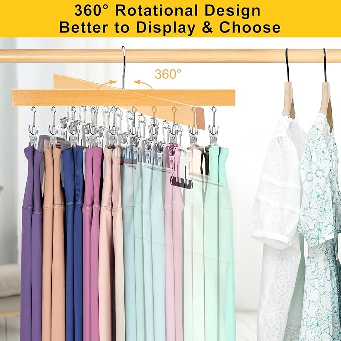 Legging Organizer for Closet, Pants Hangers with Clips Holds 20 Leggings, Jeans, Hats, Shorts, Socks, 360° Rotating Space Saving Hanging Clothes Organizer for Closet Organizers and Storage 2Pcs - Image 2